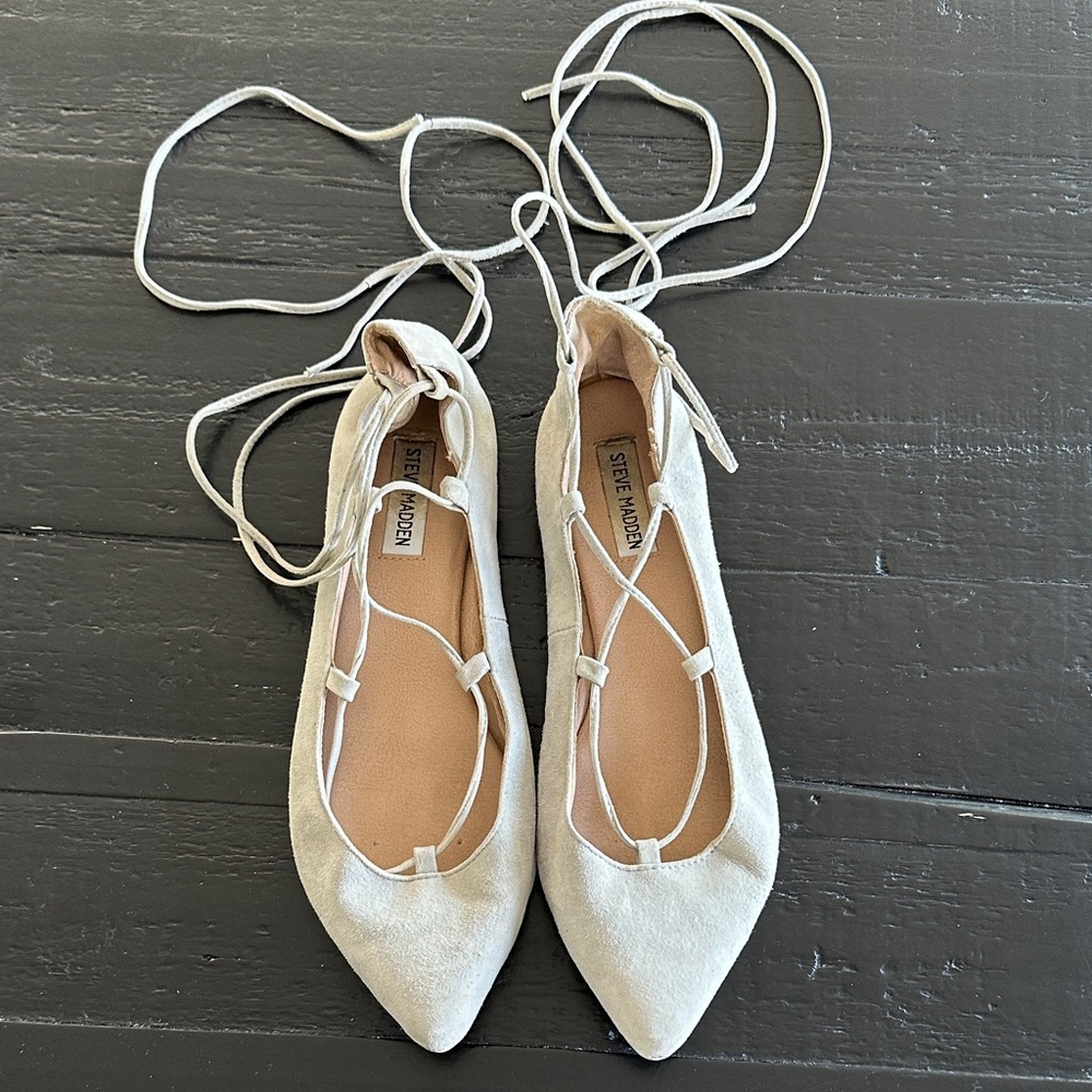 Steve Madden Women's White Lace-Up Flats